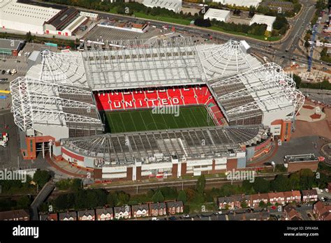 aerial view of Manchester United Old Trafford Stadium, Manchester Stock ...