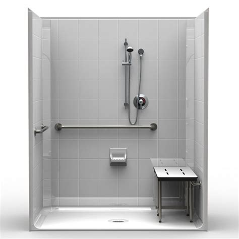 ADA Roll-In Shower - One Piece 63x37 - 8 inch Tile Look