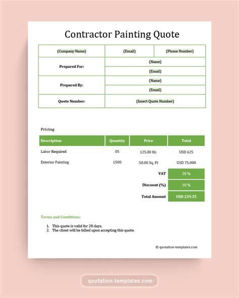 Contractor Painting Quote Template - GRN - Quote Templates - Free ...