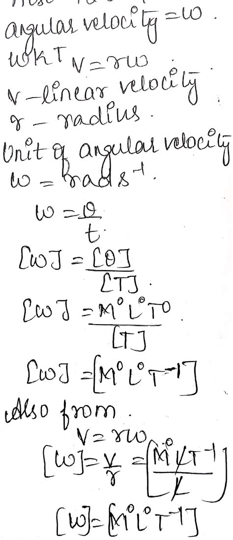 Explain the dimensional formula for angular velocity?