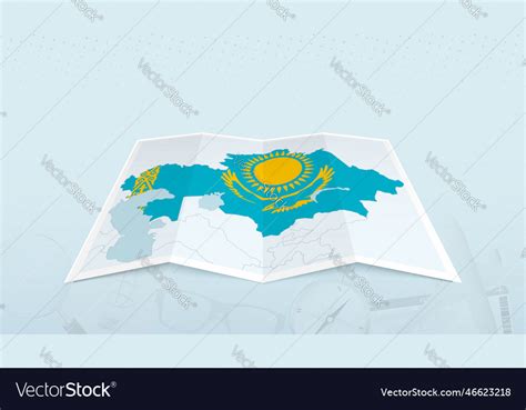 Map of kazakhstan with the flag of kazakhstan Vector Image