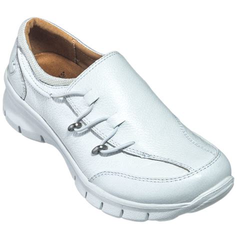 NurseMates Shoes: Women's 258104 White Leather Slip-On Lydia Nursing Shoes