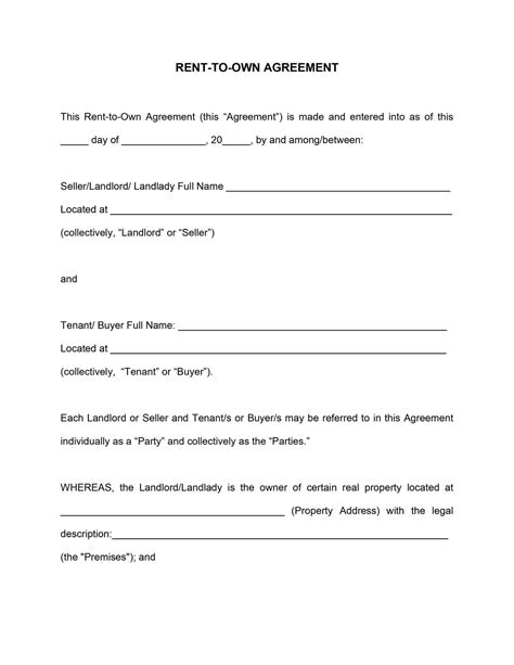 New Jersey Rent-to-Own Agreement Template