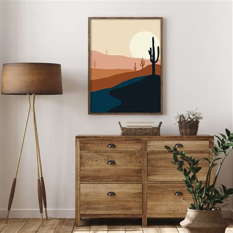 Mid Century Modern Desert Print, Southwestern Wall Decor, Abstract ...