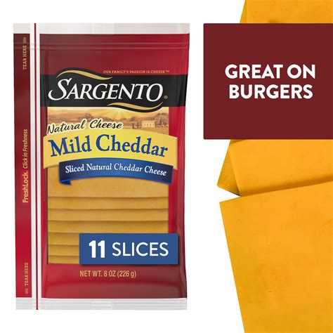 Sargento® Sliced Mild Natural Cheddar Cheese, 11 slices - Walmart.com