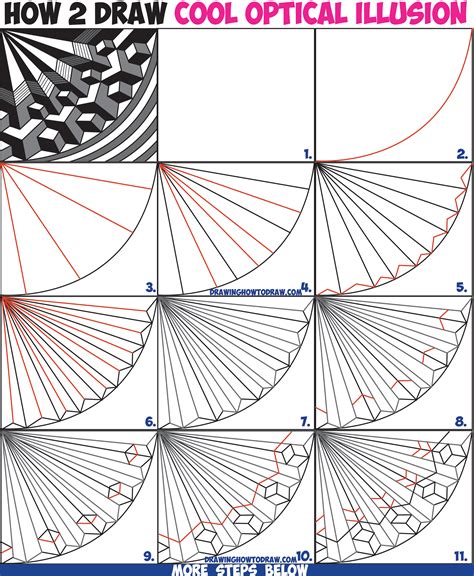 How to Draw Cool Optical Illusion Drawing Trick with Easy Step by Step ...