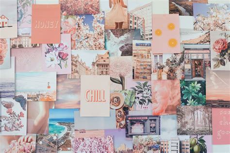 Peachy Pink Collage Kit | Cute desktop wallpaper, Cute laptop wallpaper ...