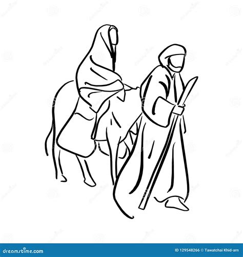 Joseph And Mary On Donkey Coloring Pages