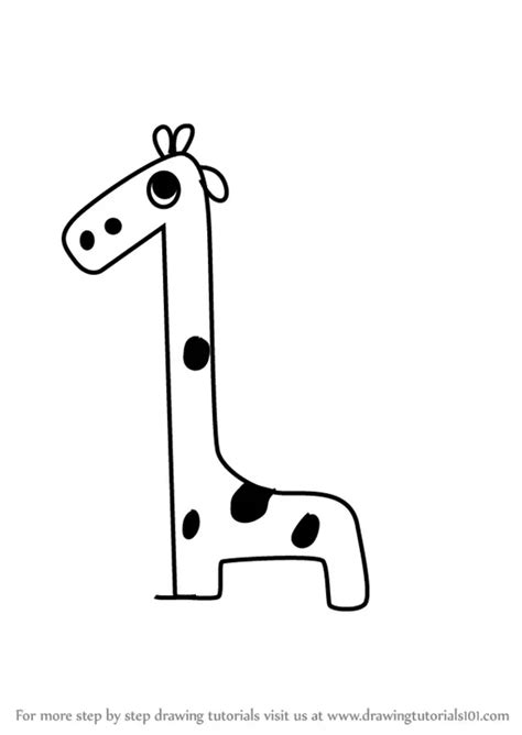 How to Draw a Giraffe using Number 1 (Animals with Numbers) Step by ...