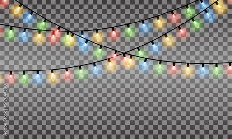 Bright Christmas Lights. Colorful Christmas lights. Vector lights on a ...