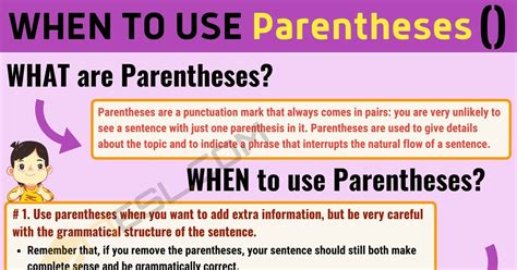 Parentheses () When to Use Parentheses in English • 7ESL