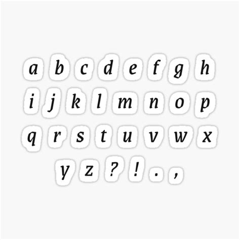 "Small letters of the alphabet in italic serif font" Sticker for Sale ...