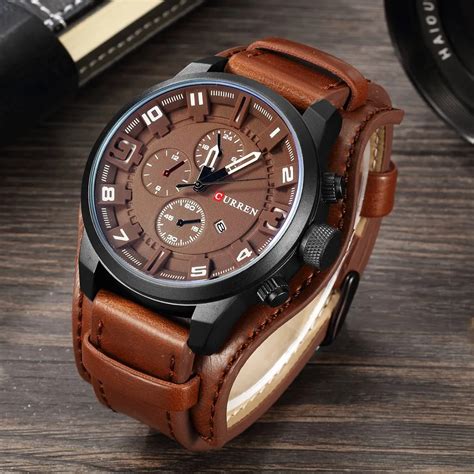 Fashion Casual Top Brand Curren Leather Watch Men Vintage Wrist Watches ...