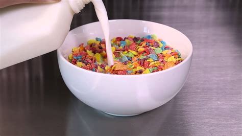 How To Pour a Bowl of Fruity Pebbles Cereal - YouTube