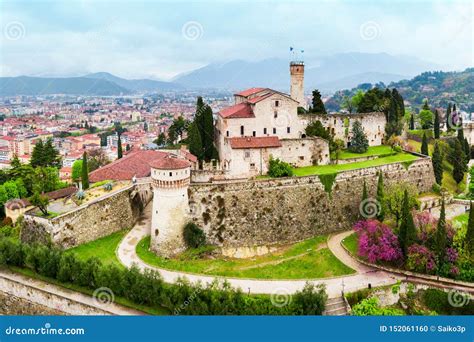 Brescia Castle Aerial Panoramic View Stock Photo - Image of castle ...