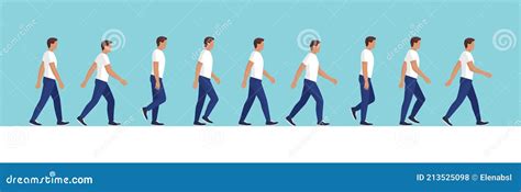 Man Walking Cycle Side View Stock Vector - Illustration of pose, people ...