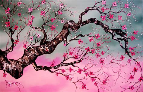 Japanese Cherry Blossom Tree Painting at PaintingValley.com | Explore ...