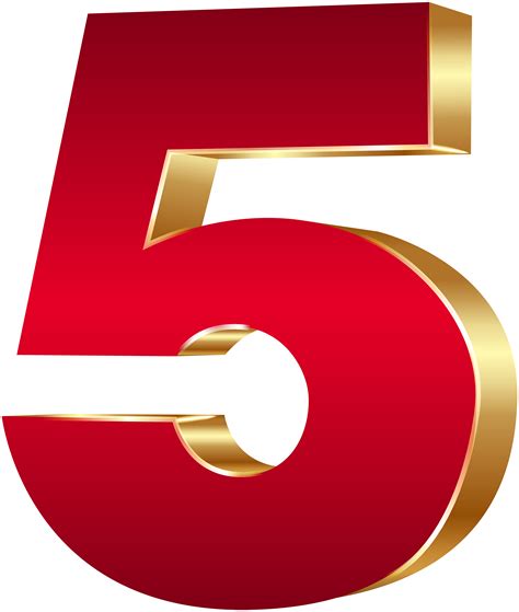 3D Number Five Red Gold PNG Clip Art Image | Gallery Yopriceville ...