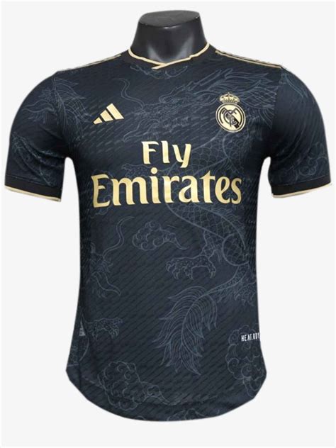 Real Madrid Black Dragon Gold Edition Jersey 23-24 Season.