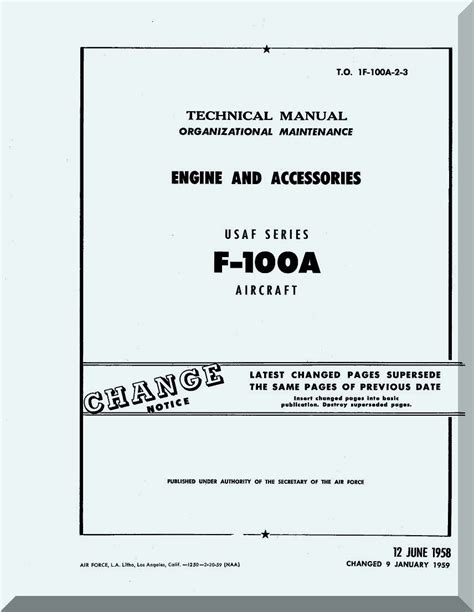 North American Aviation F-100 A Aircraft Organizational Maintenance ...