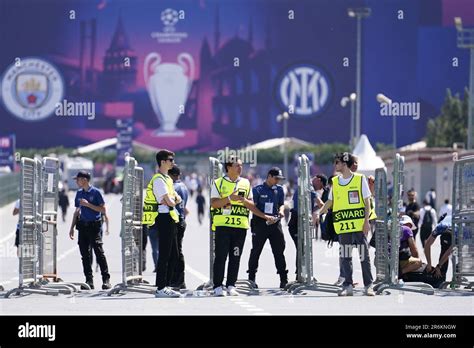 Security outside the stadium before the UEFA Champions League final ...