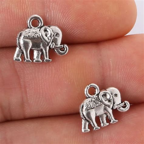 12x14mm Elephant Charms Pendant Antique Plated Silver Jewelry Findings ...