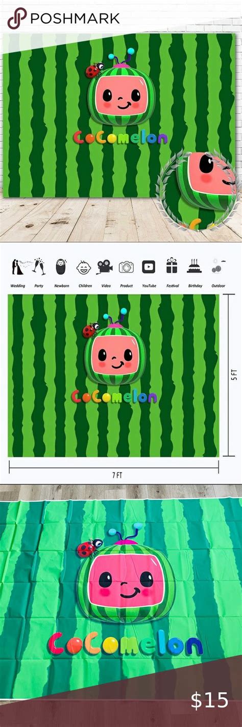 Cocomelon Backdrop Happy Birthday 7x5 Vinyl Summer Watermelon ...