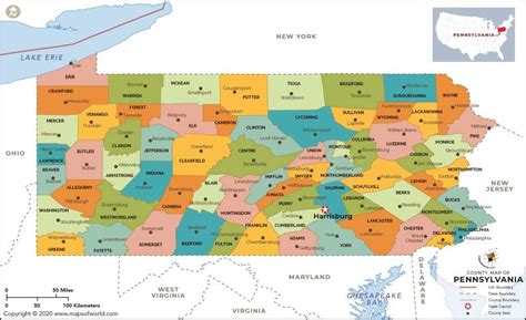 Amazon.com : Pennsylvania County Map - Laminated (36" W x 21.97" H ...