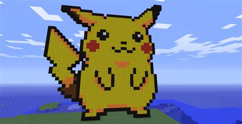 Huge Pikachu pixel-art Minecraft Map