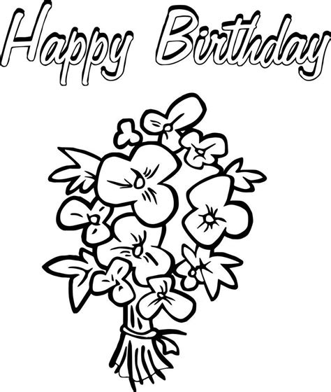 Happy Birthday Flowers Coloring Page | Flower coloring pages, Happy ...