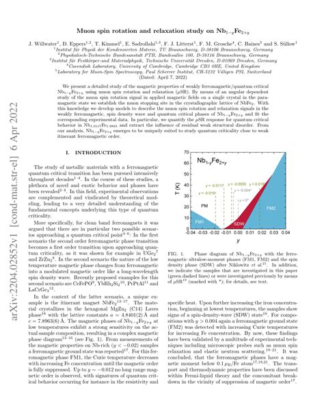 (PDF) Muon spin rotation and relaxation study on Nb$_{1-y}$Fe$_{2+y}