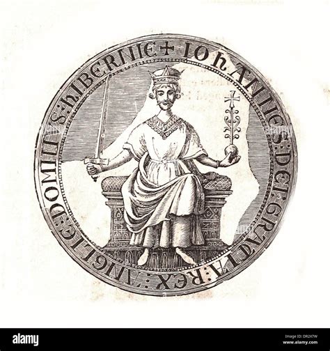 Seal of King John to Magna Charta - Britsh engraving Stock Photo - Alamy