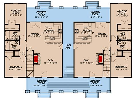 Plan 70627MK: Charming Modern Farmhouse Duplex House Plan in 2020 ...