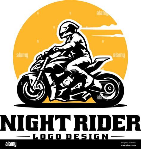 A beautiful logo design of a motorcycle racer on a moon background with ...