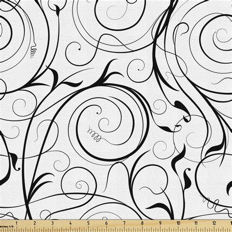 Black and White Fabric by the Yard Scribble Swirling Motifs Spiral ...