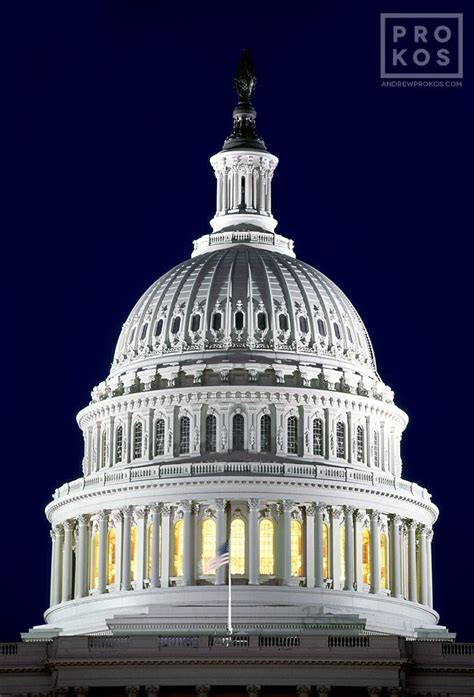 View of the U.S. Capitol Dome at Night - Framed Architectural Photo by ...