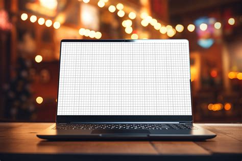 Outdoor Laptop Mockup On Wooden Table - Mockup Daddy