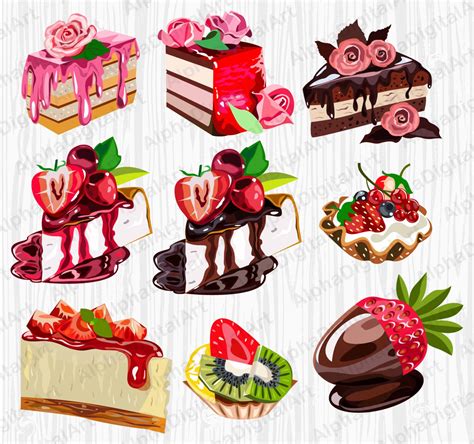 9 Kuchen-Clipart Dessert ClipArts Satz Lebensmittel Clipart | Etsy