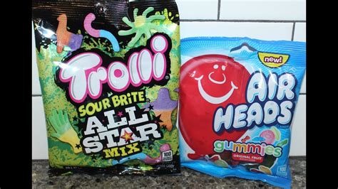 Trolli Sour Brite All Star Mix & AirHeads Gummies Original Fruit Review ...