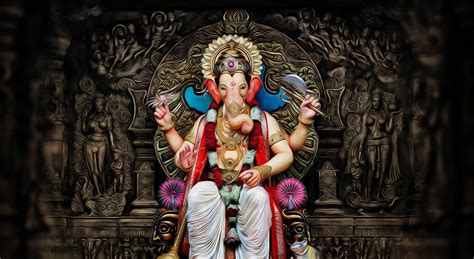 a statue of the god ganesh sitting on a throne