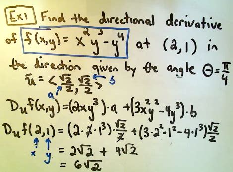 multivariable calculus - directional derivative unit vector ...