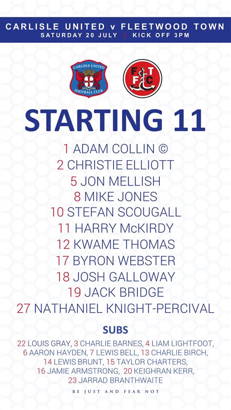 Carlisle United FC on Twitter: "Your team for today's game against ...