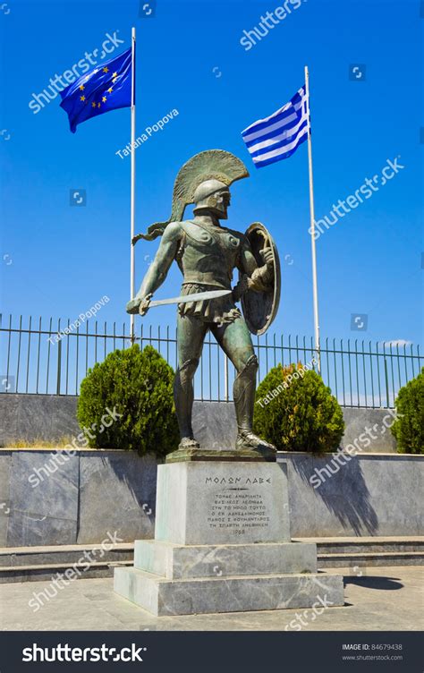 Statue Of King Leonidas In Sparta, Greece - History Background Stock ...