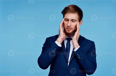 business man in suit official job blue background 22656721 Stock Photo ...