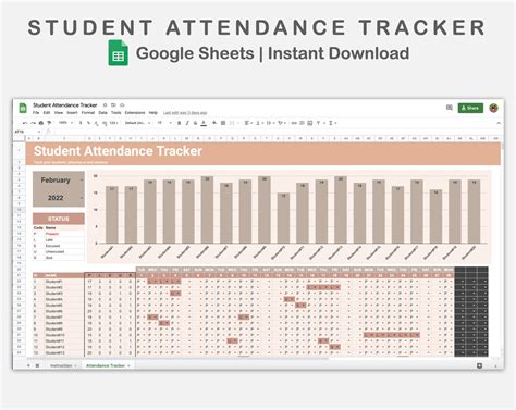 Google Sheets Attendance Tracker Student Attendance - Etsy