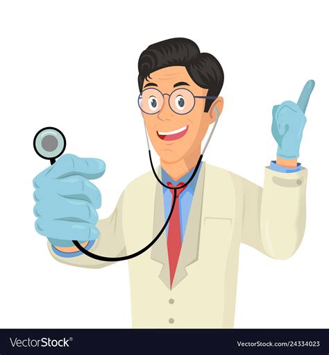 Cartoon doctor using stethoscope Royalty Free Vector Image