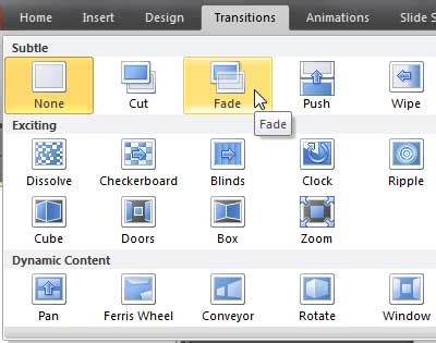 Slide Transitions in PowerPoint 2010 for Windows