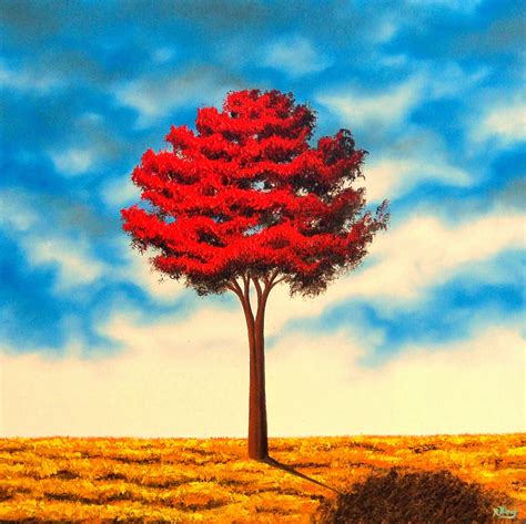 Bing Art by Rachel Bingaman: Contemporary Art Oil Painting, Red Tree ...