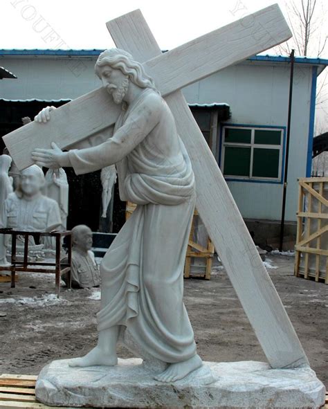 Church Marble Sculptures Jesus Christ Carrying A Cross Statue for Sale ...