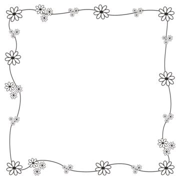 Flower Border Black And White Simple Hand Drawn, Flower Border, Borders ...